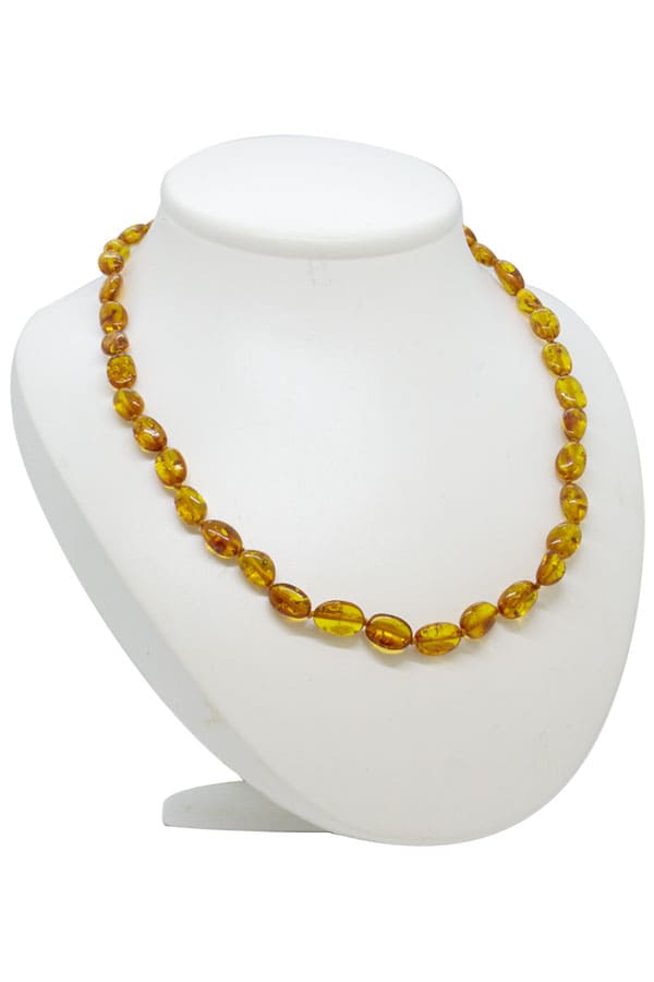 Collier Perles d'Ambre et Argent Ciselé